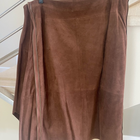 VINTAGE ICEBERG elegant BROWN Swede zippers SKIRT - Picture 7 of 16
